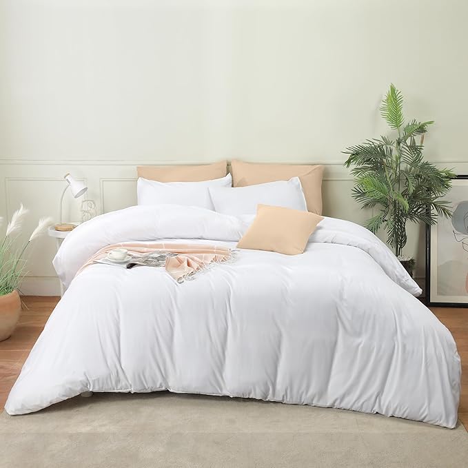 Utopia Bedding Duvet Cover Set with Pillowcases - 3 Pieces Bedding Duvet Cover with Zipper Closure - 1 Duvet Cover with 2 Pillowcases - Soft Brushed Microfiber (Full, White)