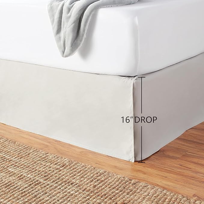 Amazon Basics Lightweight Pleated King Size Bed Skirt, Fade Resistant, Machine Washable, King, Light Grey, Solid (Pack of 8)