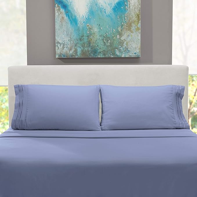 Nestl King Sheet Set - Luxury 1800 Ultra-Soft Microfiber King Bed Sheets - Double Brushed - Deep Pockets - Easy Fit - 4 Piece Set - Bedding Sheets & Pillowcases (King, Steel Blue)