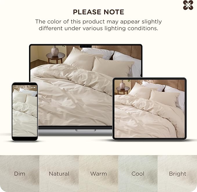 Bedsure Cotton Duvet Cover King - Luxury Slub Weave 100% Cotton Duvet Cover with a Linen Like Textured, Easy Change Durable Bedding, Ivory, 104" x 90"