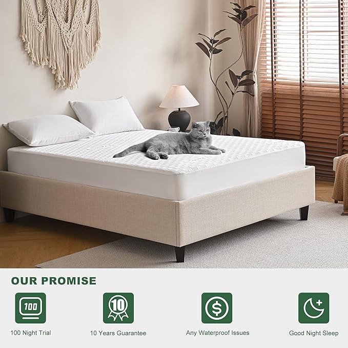 GRT Twin XL Waterproof Mattress Protector, Rayon Made from Bamboo Mattress Cover, Breathable Cooling Soft Mattress Protector, Machine Washable Mattress Pad with 8''- 26'' Deep Pocket
