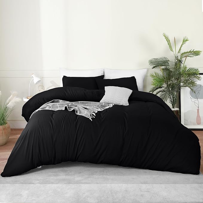 Utopia Bedding Duvet Cover Set with Pillowcases - 3 Pieces Bedding Duvet Cover with Zipper Closure - 1 Duvet Cover with 2 Pillowcases - Soft Brushed Microfiber(Full, Black)