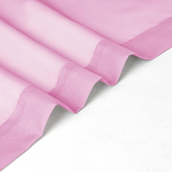 Chyhomenyc Pink Sheer Curtains 54 Inch Long 2 Panels, Light Filtering Rod Pocket Voile Short Curtains Drapes for Living Room Bedroom Small Windows, 42Wx54L Inches