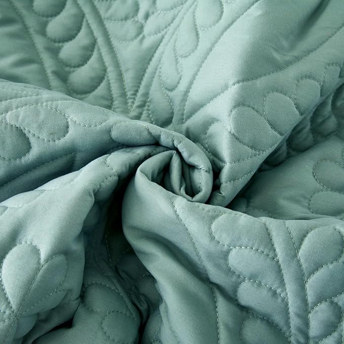 Cmfshape King Bedspread 106"x96",3 Piece King Quilt with 2 Shams,Lightweight Steel Blue Quilt Set for All Season,Modern Coin Pattern Bedding Set,Teal