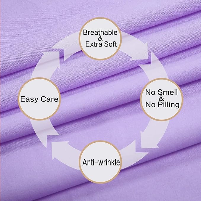 Twin XL Sheets Set 4 Piece Extra Soft Cooling Bed Sheets - Hotel Luxury 1800 Bedding Sheets & Pillowcases - 1 Flat Sheet,1 Fitted Sheet and 2 Pillow Cases - Deep Pocket up to 16" (Lavender)