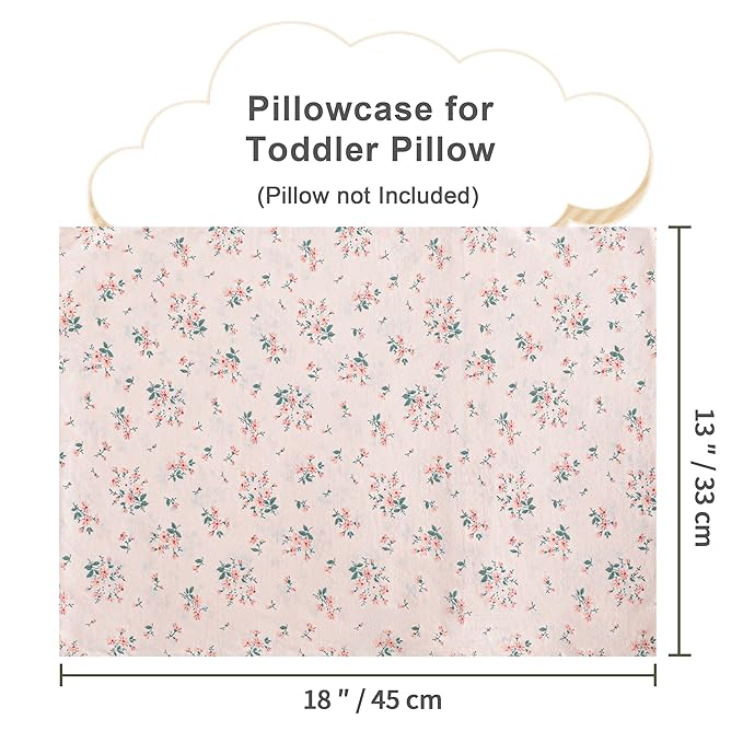 NTBAY 2 Pack 100% Natural Jersey Cotton Toddler Pillowcases, Super Soft and Breathable Travel Pillow Cases with Envelope Closure for Nursery, 13x18 Inches, Pink Floral