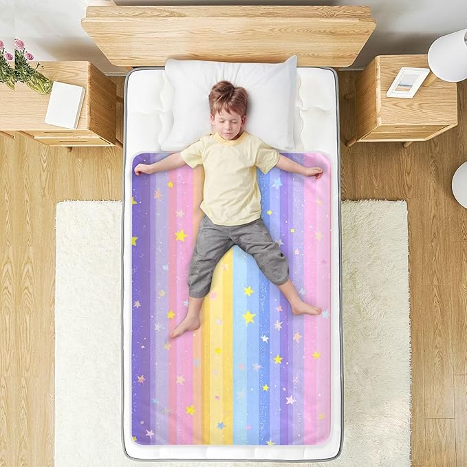 Waterproof Bed Pad Reusable Changing Pad Toddler Mattress Protector Large Pee Pad Baby Diaper Pad Soft Washable Liner Rainbow Stripes and Stars
