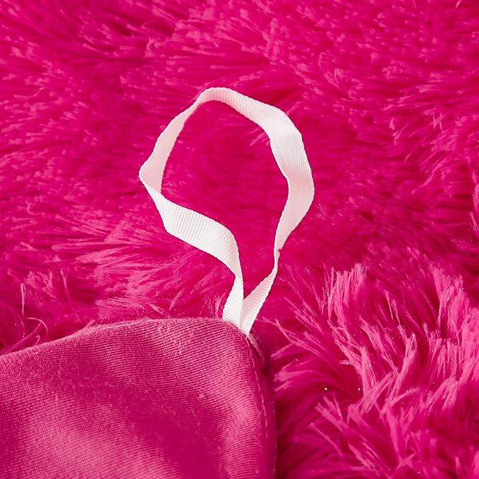 Uhamho Faux Fur Velvet Fluffy Bedding Duvet Cover Set Down Comforter Quilt Cover with Pillow Shams, Ultra Soft Warm (King, Hot Pink)