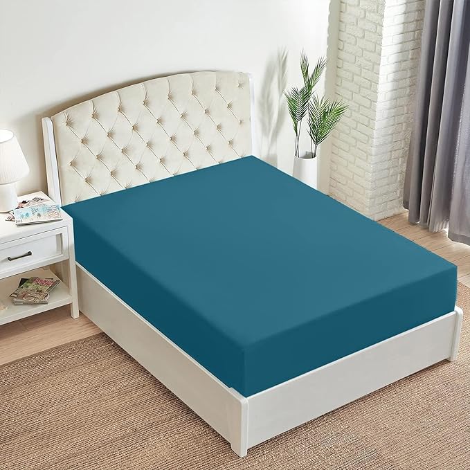 Mellanni California King Fitted Sheet - Iconic Collection Bedding Sheets with up to 16 inch Deep Pocket - Soft & Cooling - Fade & Stain Resistant - 1 PC (Cal King, Teal)