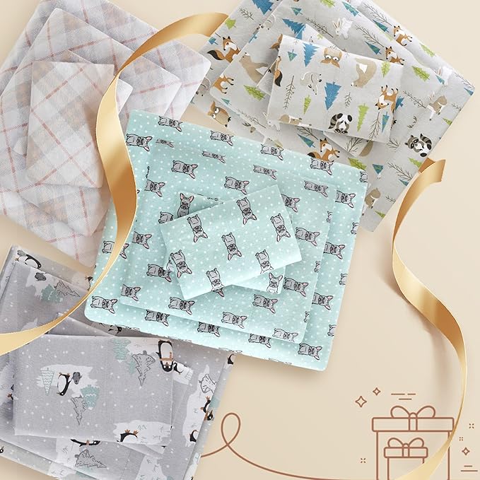 True North by Sleep Philosophy Cozy Flannel Warm 100% Cotton Sheet - Novelty Print Animals Stars Cute Ultra Soft Cold Weather Bedding Set, Twin, Blue Geo 3 Piece