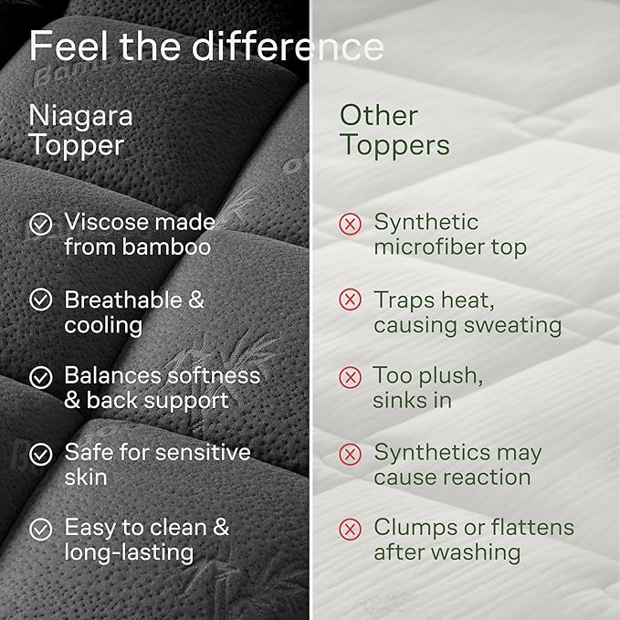 Ultra Soft King Size Mattress Topper - Viscose Made from Bamboo Pillow Top Mattress Pad for Back Pain Relief - Naturally Cooling for Hot Sleepers, Dark Gray