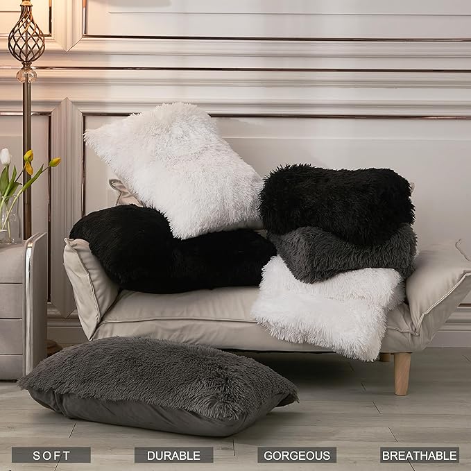 annadaif Plush White Queen Duvet Cover, Fluffy Soft Faux Fur Velvet Comforter Cover, Luxury Fuzzy Shaggy Bedding Sets 3 Pieces(1 Duvet Cover,2 Pillowcases), Zipper Closure