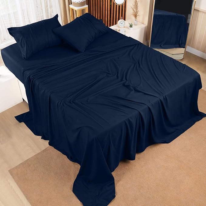 Utopia Bedding Full Size Sheet Set - Bulk Pack of 10 Bed Sheets Set - Soft Brushed Microfiber - Deep Pockets - Shrinkage & Fade Resistant - Easy Care (Navy)