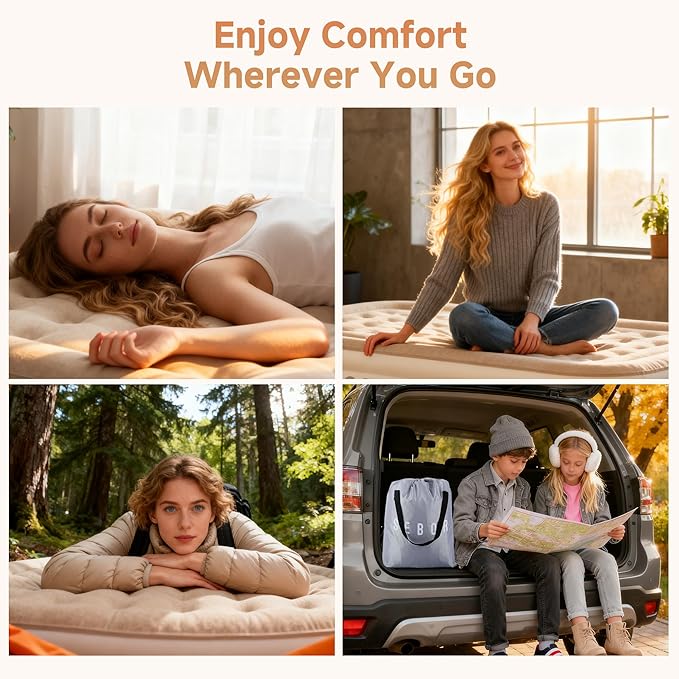Sebor Air Mattress Twin with Built-in Pump 18", Comfortable Self-Inflating Air Mattress with High-Speed Pump, Durable Blow Up Mattress Twin with Storage Bag for Guests, Camping, Travel
