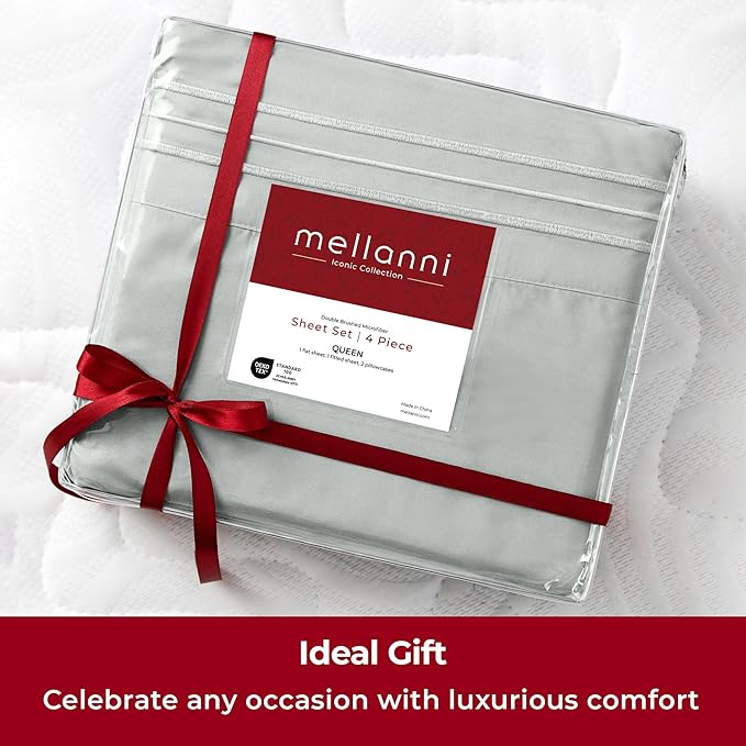 Mellanni Extra Deep California King Sheets - 4 PC Iconic Collection Bedding - Hotel Luxury, Ultra Soft, Cooling Bed Sheets - Wrinkle, Fade, Stain Resistant (Cal King, Spa Mint)