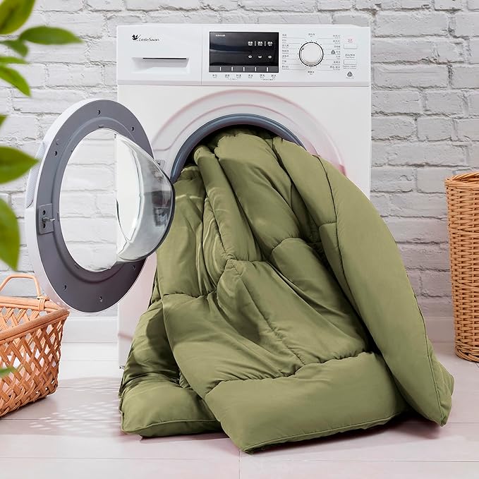 Sweet Home Collection 5 Piece Comforter Set Bag Solid Color All Season Soft Down Alternative Blanket & Luxurious Microfiber Bed Sheets, Sage, Twin