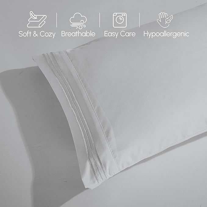 Elegant Comfort Luxurious 1500 Premium Hotel Quality Microfiber 4-Piece Sheet Set, 18-24 Inches Deep - Extra Deep Pocket Sheets - Ultra Soft 4PC Deep Pocket Sheets, Twin/Twin XL, Silver Gray
