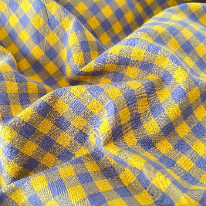 LifeTB Queen Comforter Set Purple Yellow Gingham Comforter Geometric Checkered Pattern Comforter Set Boho Grid Plaid Bedding Comforter Fluffy Soft Farmhouse Grid Bedding Set Queen Size Durable