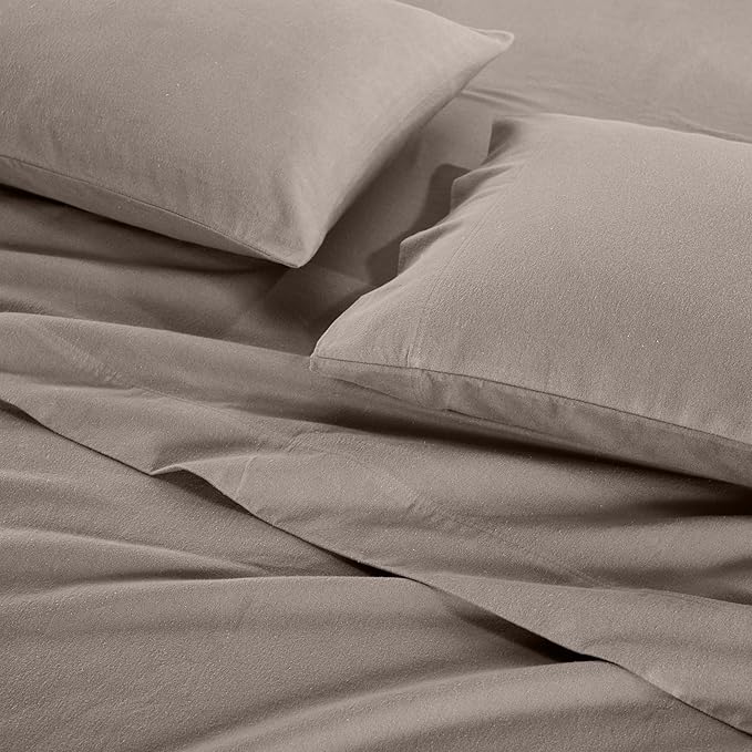 Superior Paisley or Solid Flannel Cotton Sheet Set, Fuzzy Warm Sheets, Traditional Bohemian Bedding, Includes 1 Flat Sheet, 1 Elastic Deep Pocket Fitted Sheet, 1 Pillowcase, Twin XL, Grey