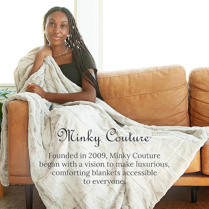 Minky Couture Sorbet Blanket - Ultra-Soft Throw for Silky Smooth Comfort - Premium Decorative Throw - Midweight, Breathable Fabric - Machine Washable Monster, Tranquil Dove