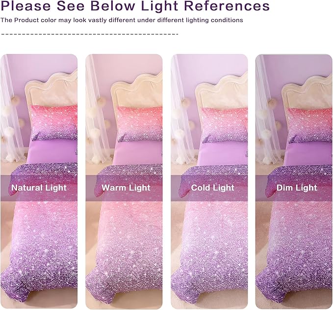 Full Comforter Set for Girls Kids - 7 Pieces Purple Galaxy Full Size Bedding Sets for Kids, Soft Cozy Bed in A Bag with Sheets