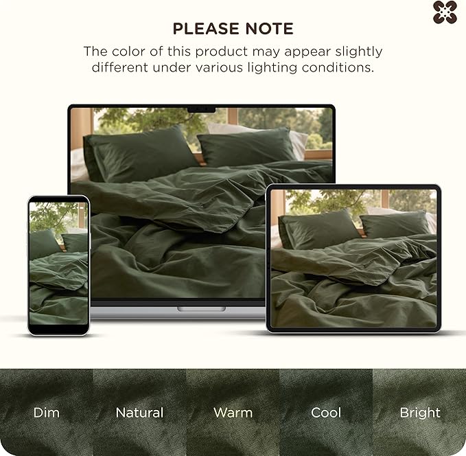 Bedsure Cotton Duvet Cover Oversized King - Luxury Slub Weave 100% Cotton Duvet Cover with a Linen Like Textured, Easy Change Durable Bedding, Olive Green, 120" x 98"