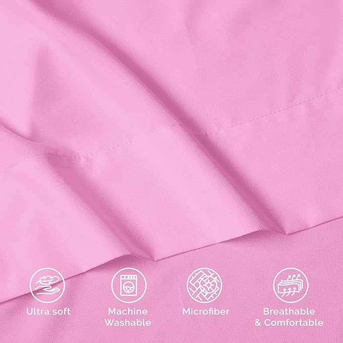 Luxury Flat Sheet on Amazon Elegant Comfort Wrinkle-Free 1500 Premier Hotel Quality 1-Piece Flat Sheet, Full Size, Pink
