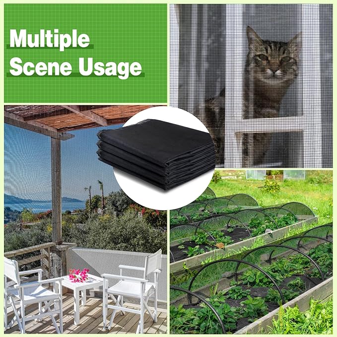 Stronger Garden Mesh Netting - 10 x 33 ft PP Nanocomposite Bird Net Barrier, Mosquito Netting Screen for Outdoor Plants Vegetables Patios Balconies Terraces, Shading Rate 33% (Black)