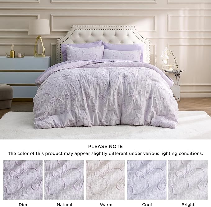 Bedsure Twin/Twin XL Comforter, GentleSoft™ 2 Pieces Bow Cute Bedding Lavender Room Decor Aesthetic, Twin/Twin XL Bedding Gifts for Her, 1 Bed Lavender Comforter, 1 Pillow Shams, 68x88 Inches