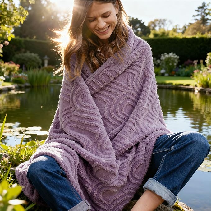 Bedsure GentleSoft Twin Blanket for Bed - Cozy Soft Blankets for Women, Cute Small Fleece Throws for Girls, Graduation Decorations Gift for Her Him School Dorm, Purple, 60x80 Inches
