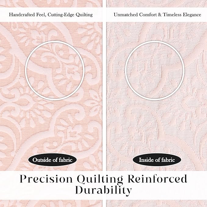 Superior 3 Piece Bedspread Set, Home Bed Decor, Decorative Bed Spread, 2 Pillow Shams, Medium Weight Blanket, Floral Matelasse Coverlet, Bedding Essentials, Enzy Collection, Full, Peach
