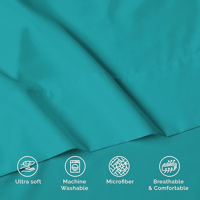 Luxury Flat Sheet on Amazon Elegant Comfort Wrinkle-Free 1500 Premier Hotel Quality 1-Piece Flat Sheet, Queen Size, Turquoise