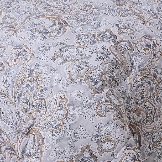 Paisley Comforter Set King Size with Sheets Bed in a Bag – Deep Pocket Fitted Sheet with Elastic Corners, Cozy Comforter, Pillowcases & Shams – Soft Microfiber All Season Bedding – Machine Washable