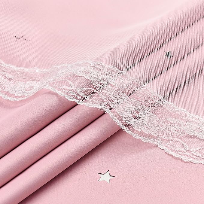 XiDi Baby Pink Blackout Curtains - Bedroom Window Treatment Curtains Thermal Insulated Room Darkening Drapes for Living Room Kitchen Grommet Top Light Blocking Drapery, 34 x 45 Inches Long, 2 Panels