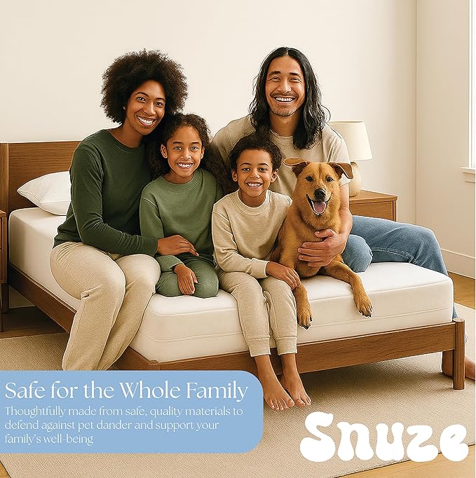 Snuze Total Protection Mattress Encasement Queen Size, 6-Sided Waterproof Mattress Cover Zippered Encasement for Allergen and Dust Protection, Machine Washable, Fits Up to 15” Deep Mattress