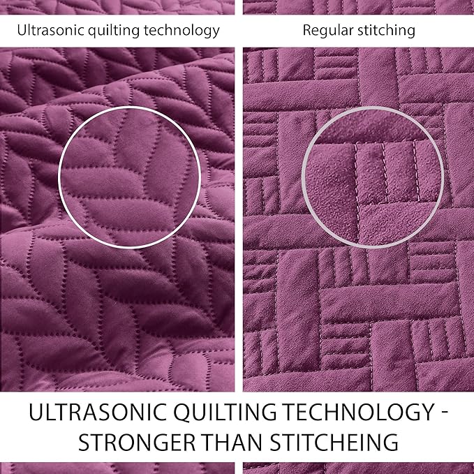 MOONLIGHT20015 8 Pack Quilt King Size Bedding (106" x 96") - Bulk Wholesale for Hotels, Guest Bedroom & Airbnbs - Lightweight Microfiber Reversible Embossed Quilts Bedspread (Lilac/Purple)