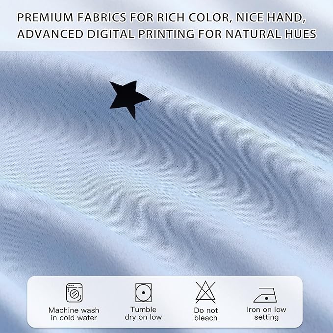 XiDi Light Blue Blackout Curtains for Girls Kids Bedroom Living Room 45 Inches Long 2 Panels Star Curtains Boys Room Darkening Thermal Insulated Drapes Grommet Noise Reduction Window Treatments 52x45