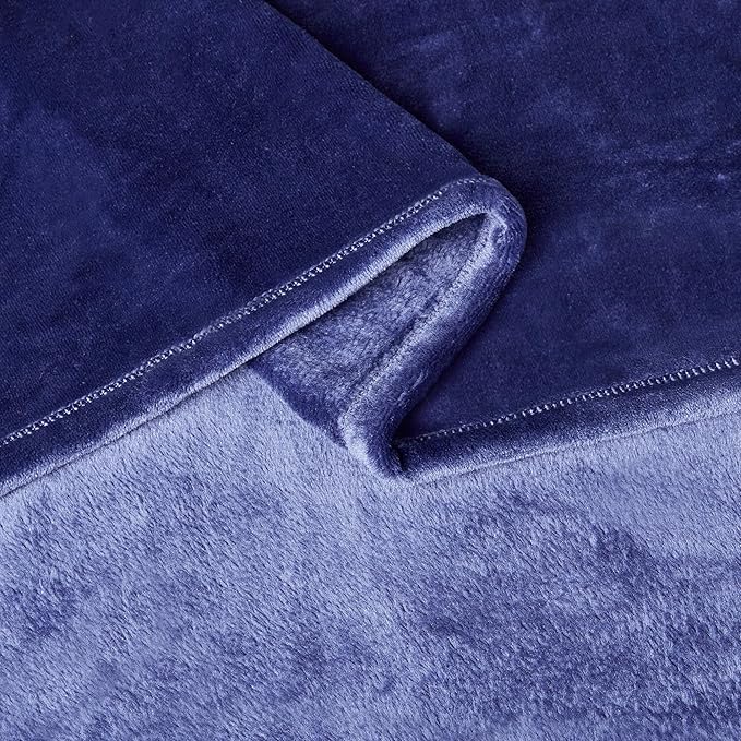 Amazon Basics Throw Blanket, Ultra-Soft Flannel Fleece Blanket, Lightweight Cozy for Couch Sofa Bedroom, Fade-Resistant Fabric, 50 x 60 Inches, Navy