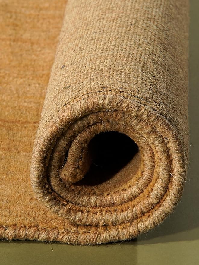 Rugsotic Carpets Hand Knotted Gabbeh Wool 9'x12' Area Rug Solid Gold L00111