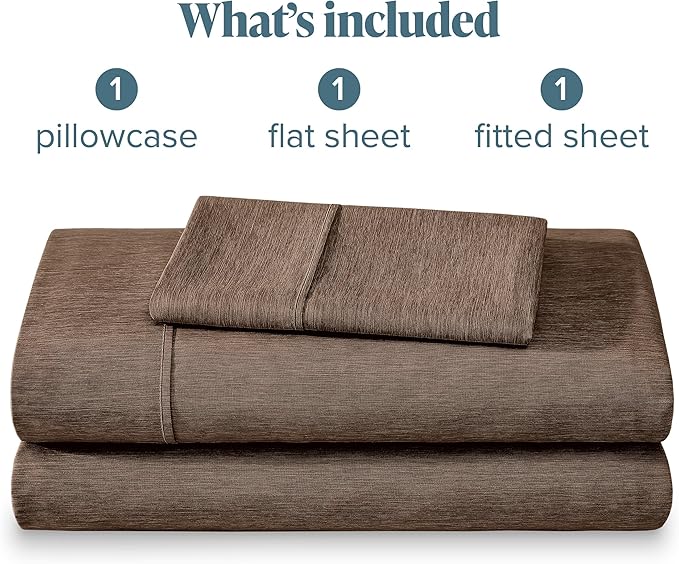 Bare Home Twin XL Sheet Set - 1800 Ultra-Soft Microfiber Twin Extra Long Sheets - Double Brushed - Deep Pockets - Easy Fit - Soft - 3 Piece Set - Bed Sheets (Twin XL, Heathered Taupe)