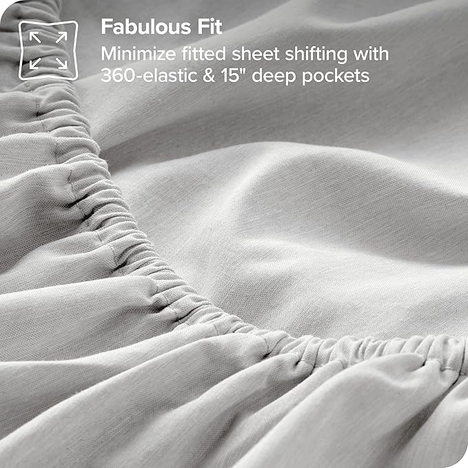 Bare Home King Sheet Set - Luxury 1800 Ultra-Soft Microfiber Double Brushed - Deep Pockets - Easy Fit - 4 Piece Set - Bedding & Pillowcases (King, Heathered Pewter)