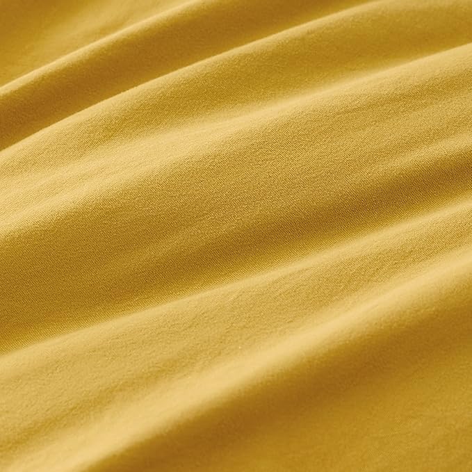 Bedsure Mustard Yellow Duvet Cover Twin/Twin XL Size - 2 Pieces Prewashed Cotton-Like Extra Soft Bedding Set, Includes 1 Twin Duvet Cover 68x90 Inches with Zipper Closure & 1 Pillow Sham, No Comforter