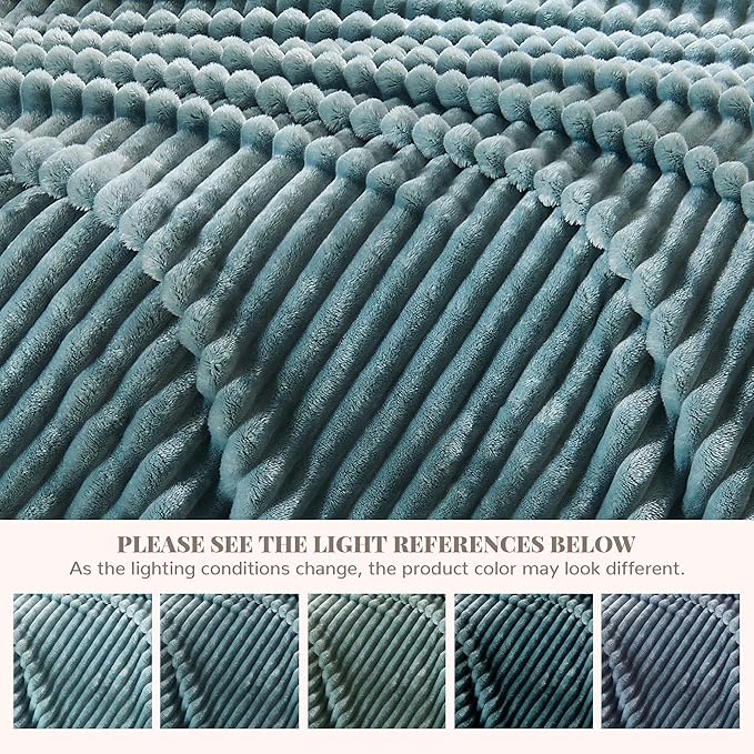 Turquoise Green Fleece Queen Size Blanket for Bed, Super Soft Cozy Blanket for Home Decor, Perfect Cozy Gifts for Women Men Gifts, Lightweight All Season Bed Blanket, 90x90 Inches