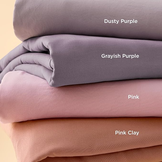 Bedsure Pink Clay Duvet Cover Queen Size - 3 Pieces Prewashed Cotton-Like Extra Soft Bedding Set, Includes 1 Duvet Cover 90x90 Inches with Zipper Closure & 2 Pillow Shams, Comforter Not Included