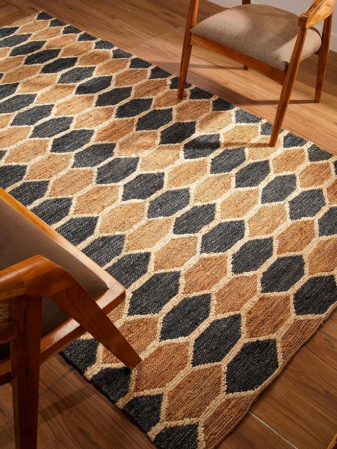 Rugsotic Carpets Hand Woven Flat Weave Kilim Wool ECO-Friendly Area Rugs - 5'x8', Rectangle Shape, Gold Color, Solid Plain Design, Low Pile Handmade Area Rugs for Living Room, Bed Room (D00111)
