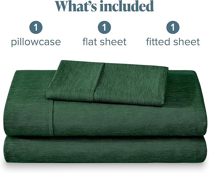 Bare Home Twin XL Sheet Set - 1800 Ultra-Soft Microfiber Twin Extra Long Sheets - Double Brushed - Deep Pockets - Easy Fit - Soft - 3 Piece Set - Bed Sheets (Twin XL, Heathered Forest Green)
