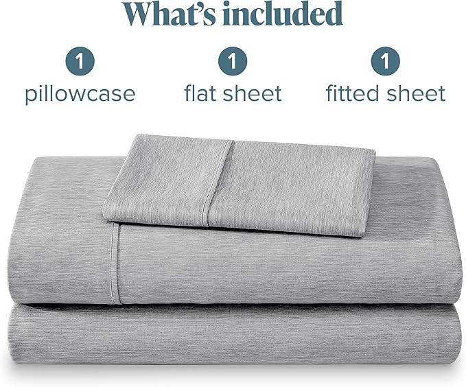 Bare Home Twin Sheet Set - 1800 Ultra-Soft Microfiber Double Brushed - Deep Pockets - Easy Fit - Extra Soft - 3 Piece Set - Bedding Sheets & Pillowcases (Twin, Heathered Charcoal)