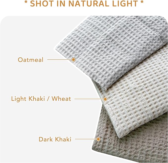 Sanracie Cotton Quilt King(110"x98"), Dark Khaki Colored Waffle Weave Quilt Set 3Pcs Soft Lightweight Breathable Farmhouse King Size Bedding Coverlet for All Seasons