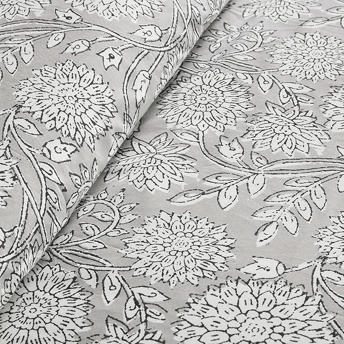 Levtex Home Adare Grey Reversible King/Cal King Comforter Set (106x94in) with 2 Pillowcases (36x20in) - Floral Bedding - Grey and White - 100% Cotton King Size Comforter Set - Soft, Pre-Washed