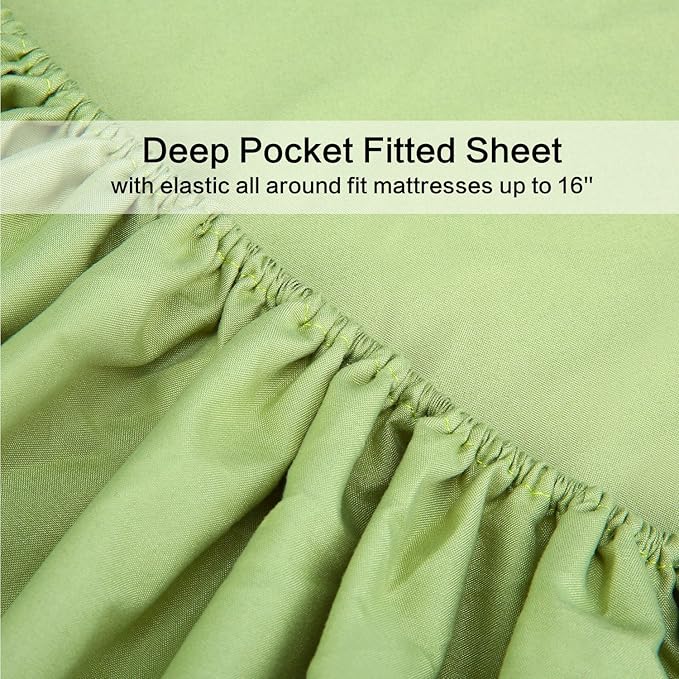 Best Season Bed Sheet Set - 1 Flat Sheet,1 Fitted Sheet and 1 Pillow Cases, Extra Soft Luxury Bedding Set,Deep Pockets,Wrinkle,Fade Resistant - Hypoallergenic- 3 Piece (Twin,Sage)